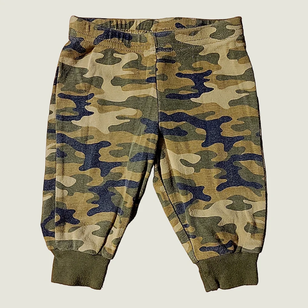 Carter's Baby Pants Camouflage Tan Green Black Elastic Waist Knit Cuff